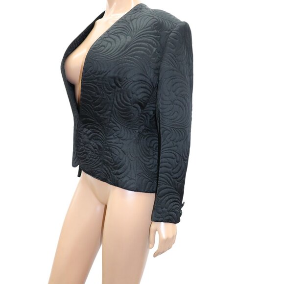 VALENTINO Designer Classic Black Textured Jacquard Blazer Jacket 14 - Picture 5 of 9